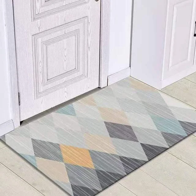 Grey White Modern Tiles Carpet Living Room Bedroom Rug Doormat -