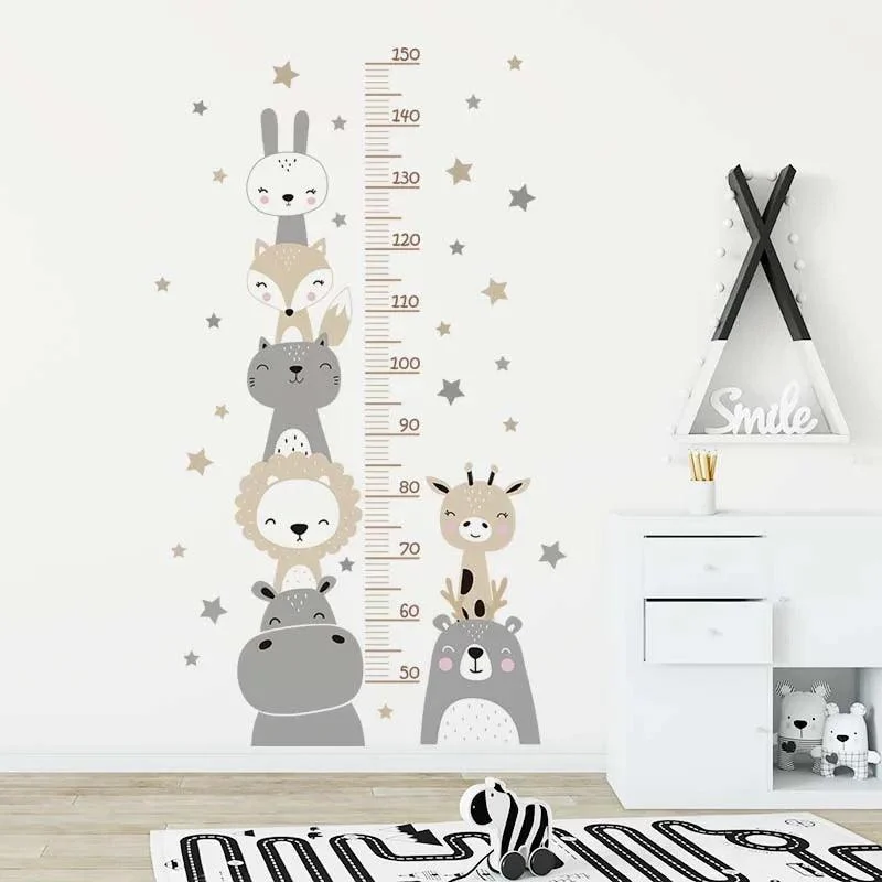 Growth Chart Wall Sticker | Cute Cartoon Animals theme -  - #tag1#