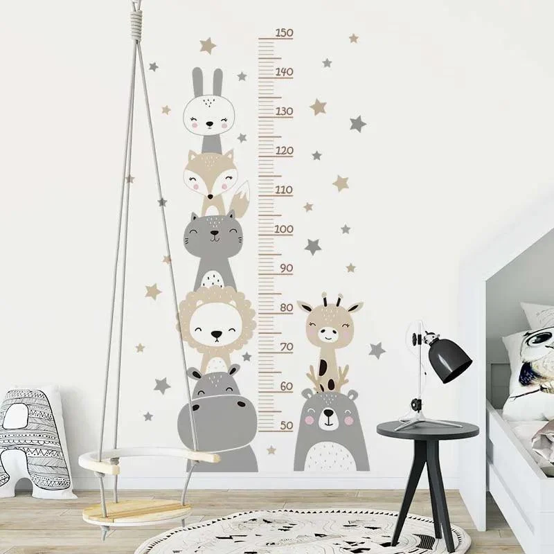 Growth Chart Wall Sticker | Cute Cartoon Animals theme -  - #tag1#