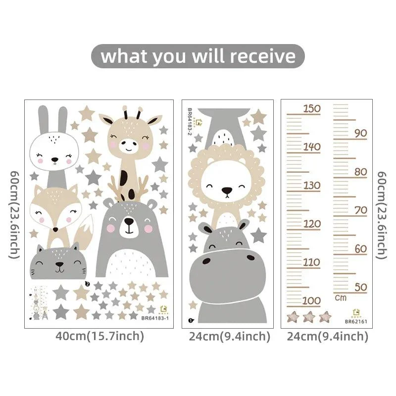 Growth Chart Wall Sticker | Cute Cartoon Animals theme -  - #tag1#