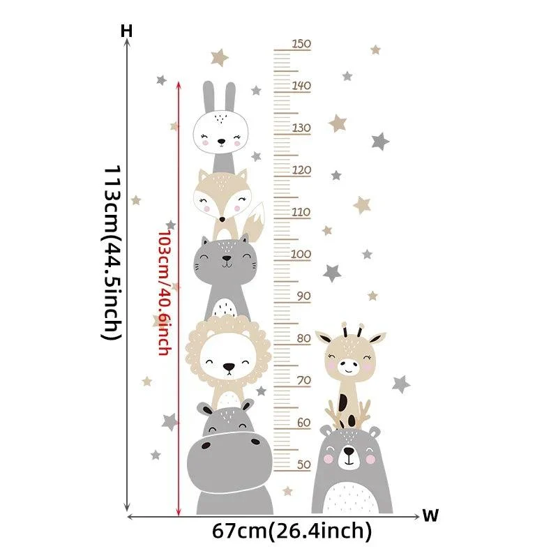 Growth Chart Wall Sticker | Cute Cartoon Animals theme -  - #tag1#