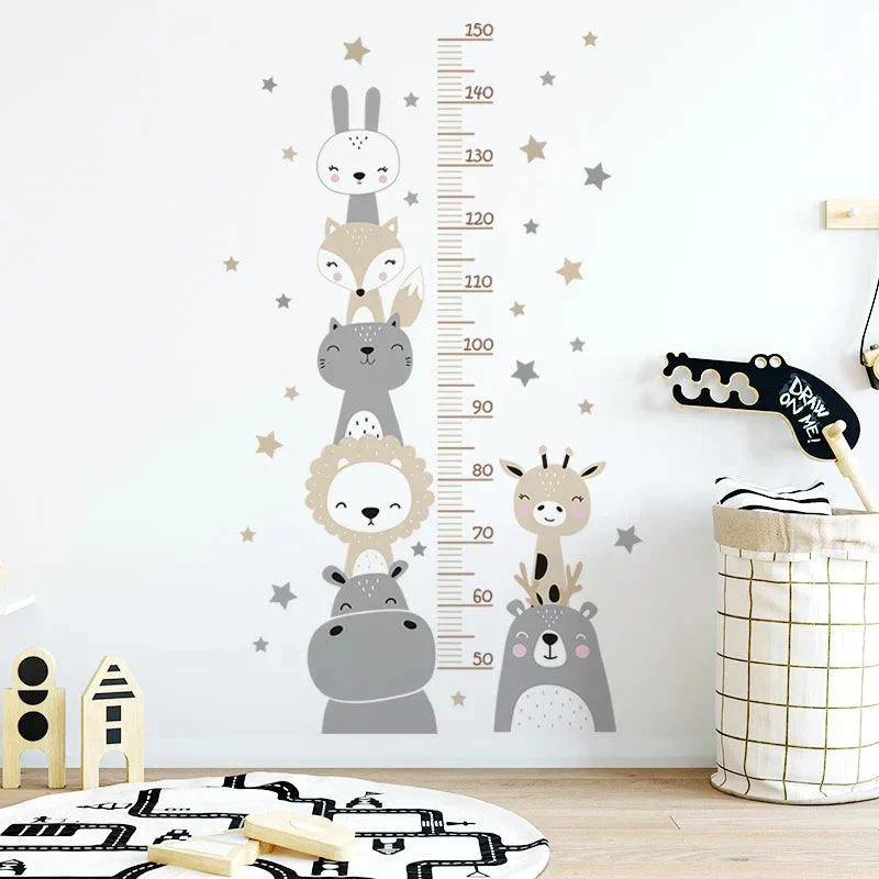 Growth Chart Wall Sticker | Cute Cartoon Animals theme -  - #tag1#