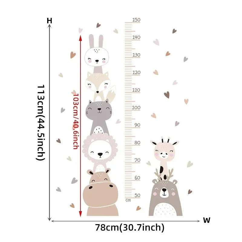 Growth Chart Wall Sticker | Cute Cartoon Animals theme -  - #tag1#