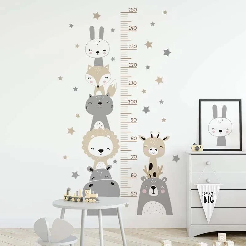 Growth Chart Wall Sticker | Cute Cartoon Animals theme -  - #tag1#