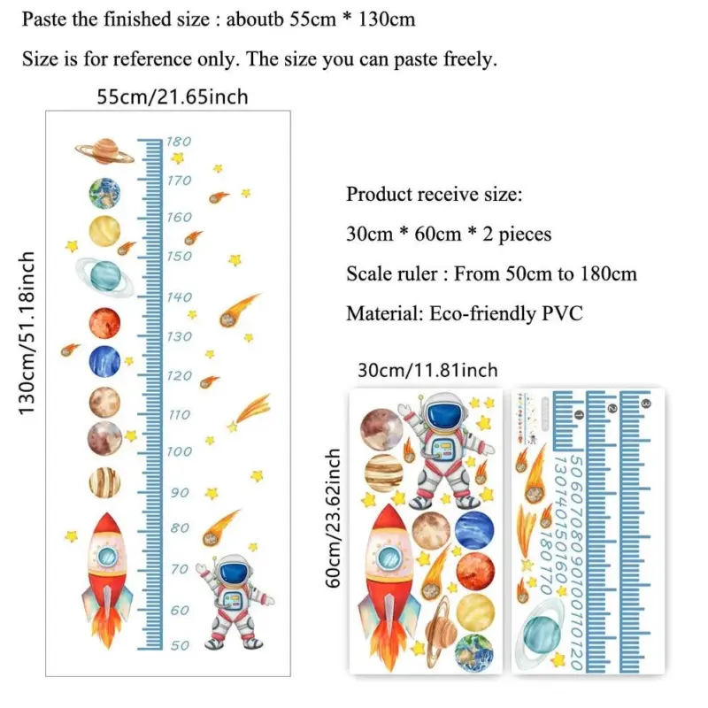 Growth chart wall sticker Astronaut wall sticker for the nursery tag1