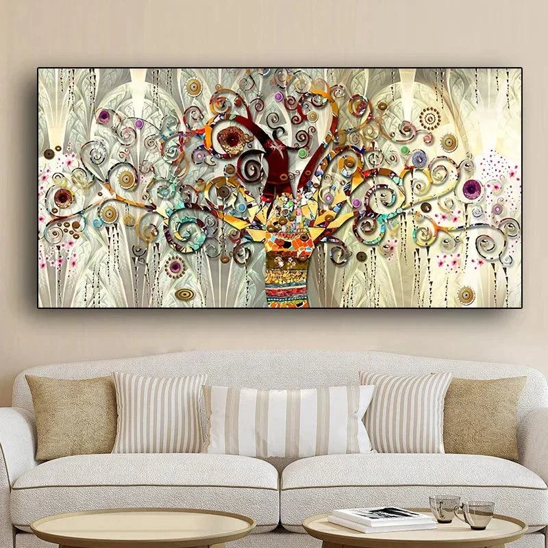 Gustav Klimt's Tree of Life: Modern Wall Art for Living Room -