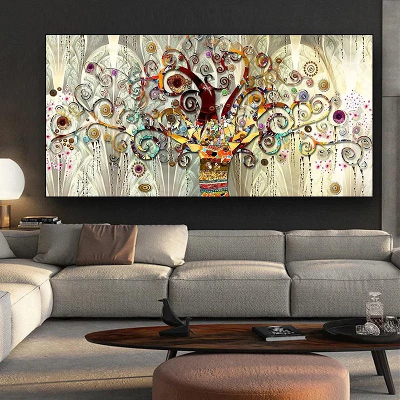 Gustav Klimt's Tree of Life: Modern Wall Art for Living Room -