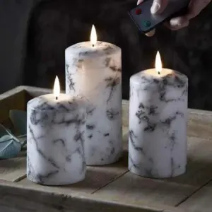 Kaarslicht | 3-piece set led marble candle holder