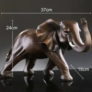 Wood Elephant Statue Resin Crafts Animal Sculpture Desk Decoration Ornaments