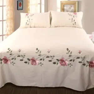 Homeko Flowers Embroidered Cotton Soft Bedding set