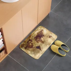 Retro World Map Flannel Floor Mats: Anti-Slip, Funny, Versatile