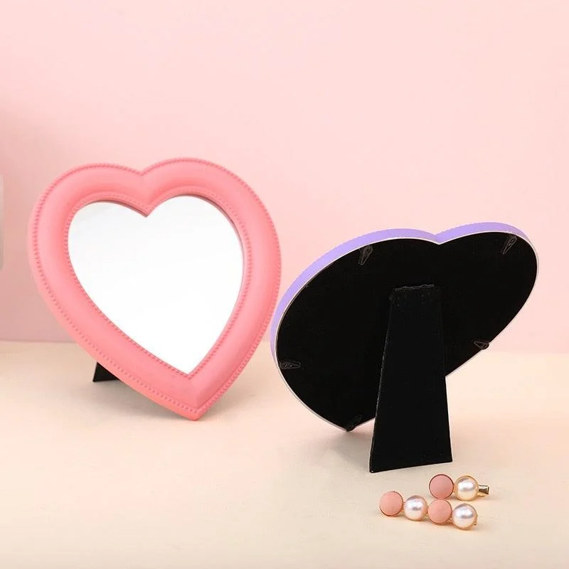 Pink Heart Shaped Compact Mirror - ISTANBULLU LTD