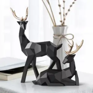 White Deer Resin Statue: Scandinavian Home Décor"