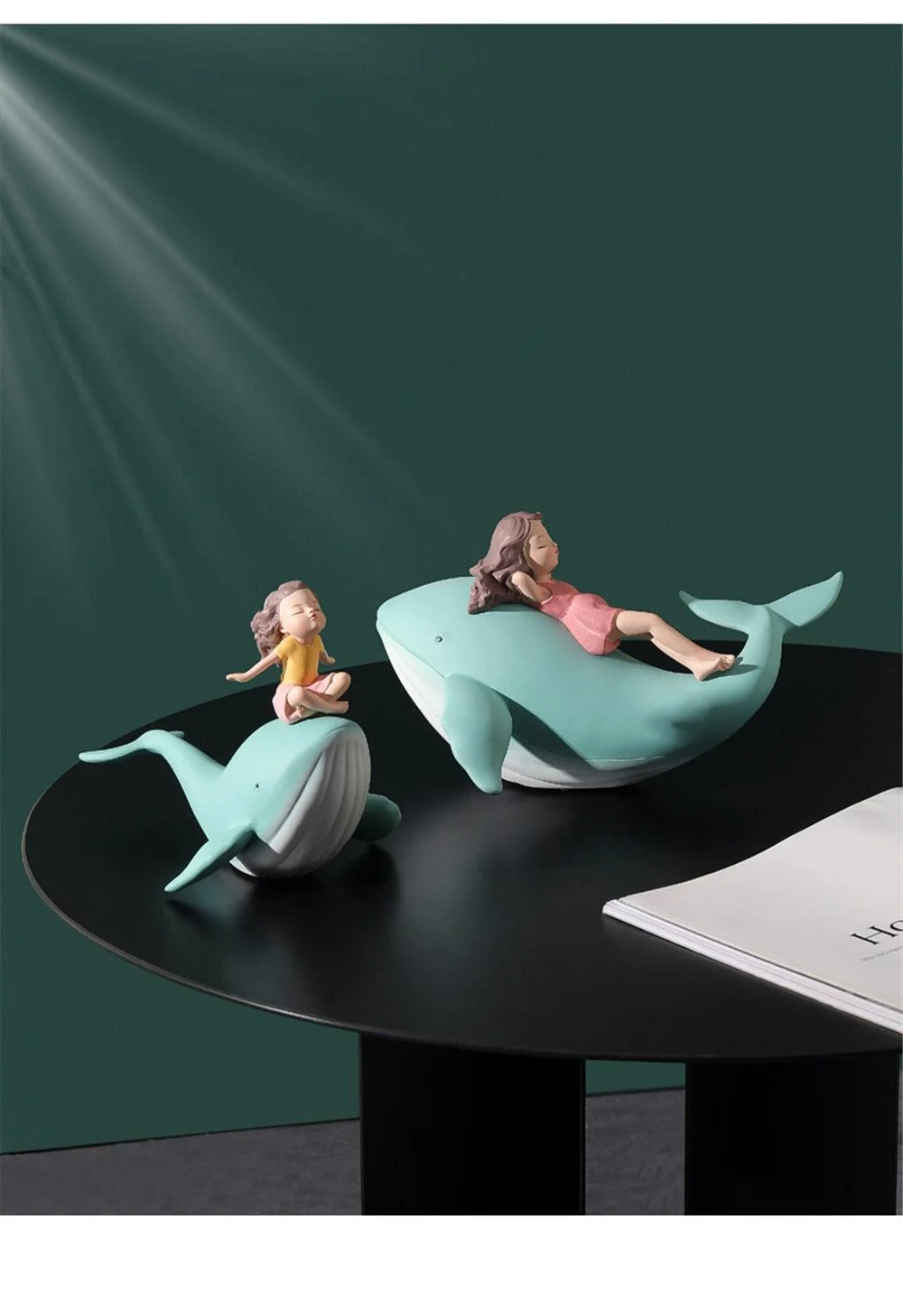 Resin Sleeping Girl on Whale Statue - ISTANBULLU LTD