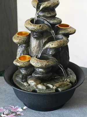 Serenity Flows: LED Fountain, Candle Holders, Delightful Ambiance