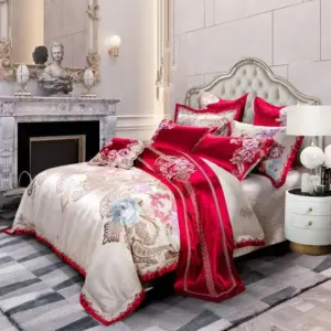 Homeko Luxury Sateen Cotton Paisley Floral Jacquard Royal Bedding Set