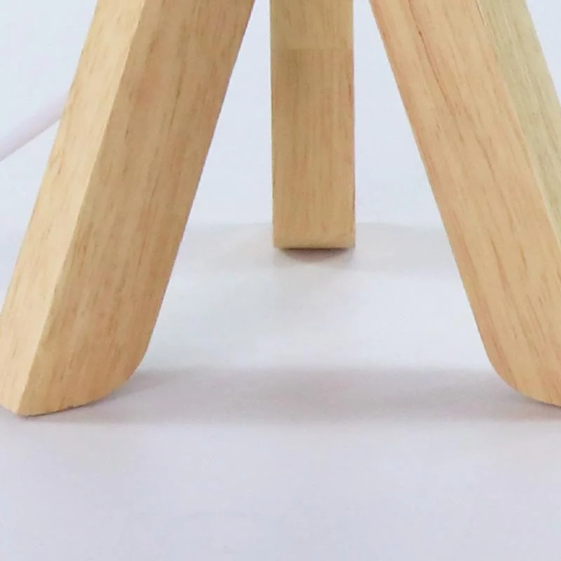 H Wooden Tripod Table Lamp with Linen Shade LED -  - #tag1#