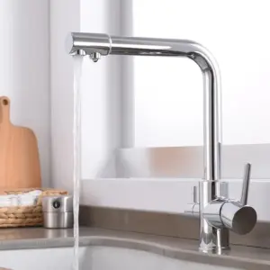 Single-lever faucet for kitchen and gourmet area with filter input