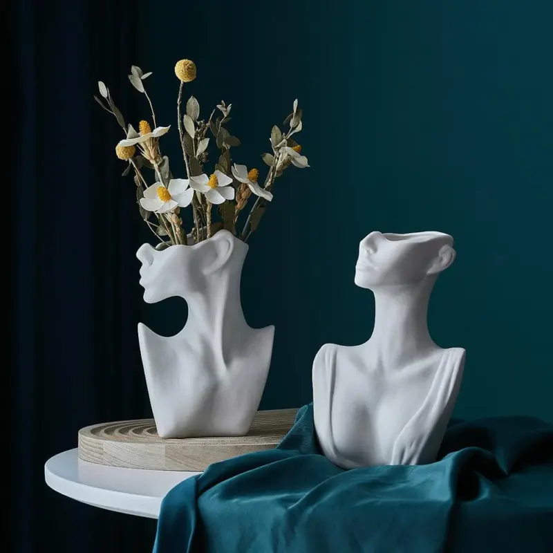 HalfFaceCeramicFlowerVase Homeko3