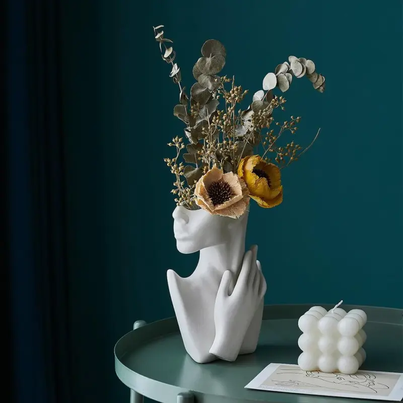 HalfFaceCeramicFlowerVase Homeko4