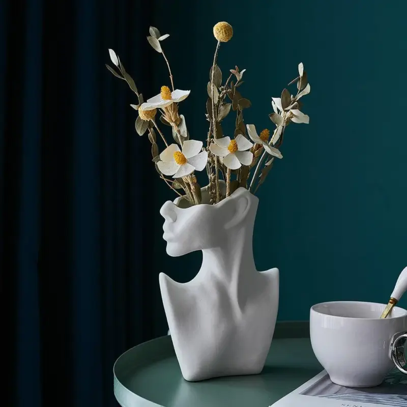 HalfFaceCeramicFlowerVase Homeko5