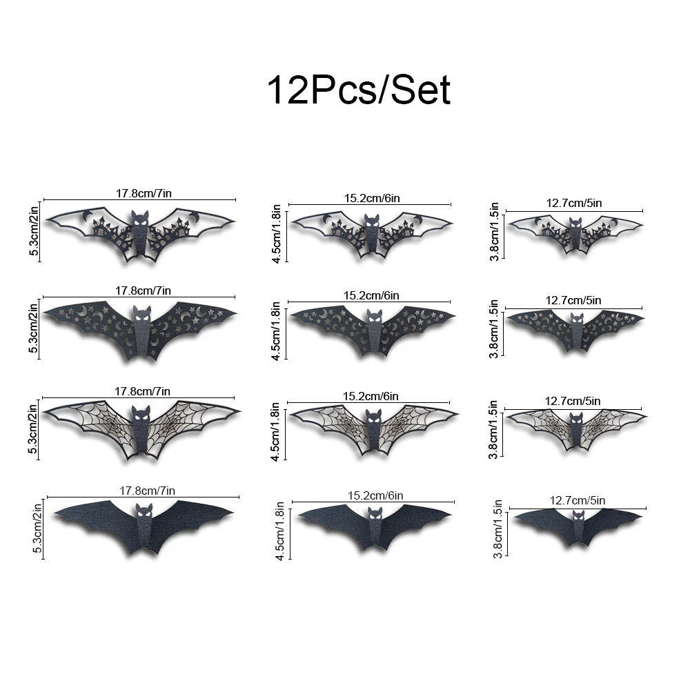 Halloween 3D Hollow Paper Bat Wall Stickers -  - #tag1#