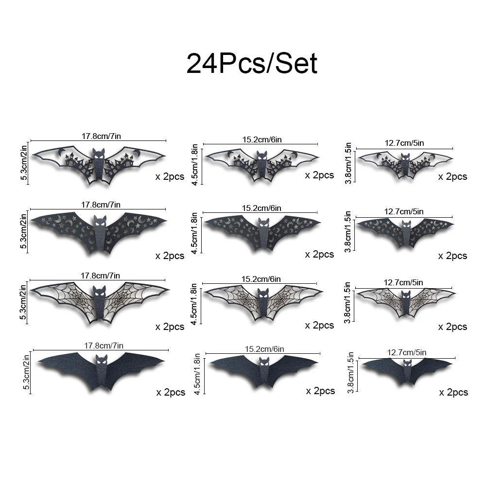 Halloween 3D Hollow Paper Bat Wall Stickers -  - #tag1#