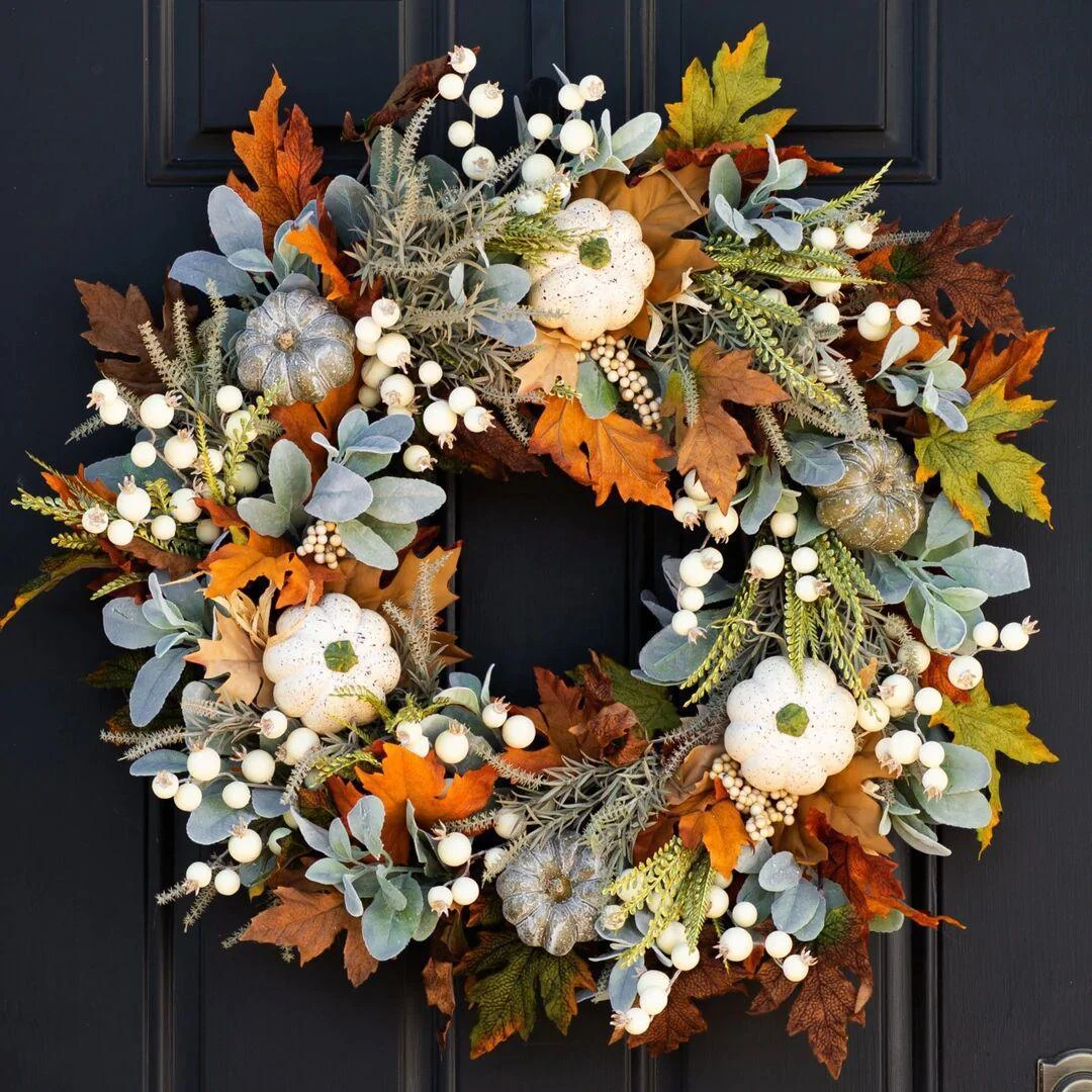 Halloween Autumn Frost Leaf Pumpkin Simulation Garland -  - #tag1#