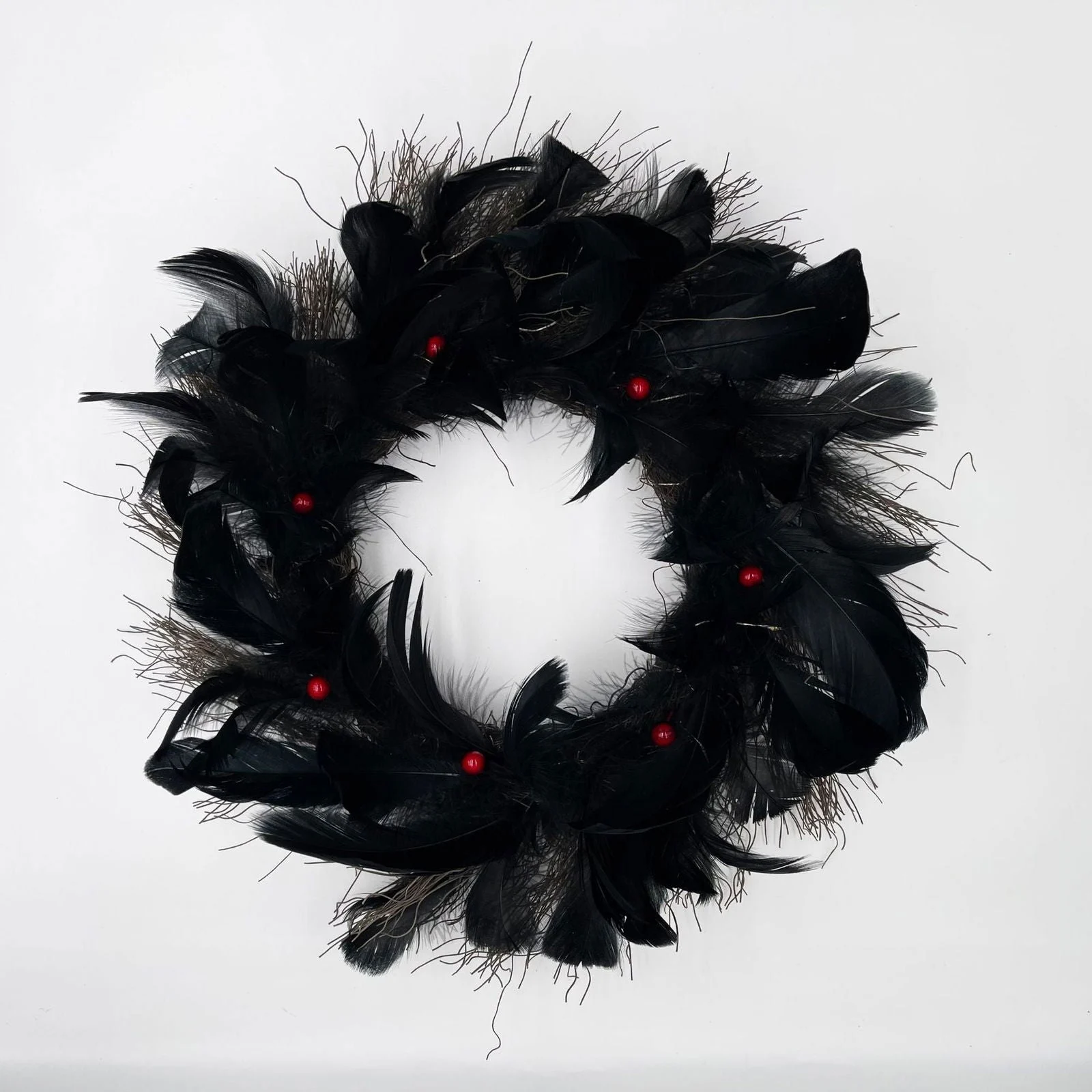 Halloween Black Crow Black Feather Wreath Glowable -  - #tag1#