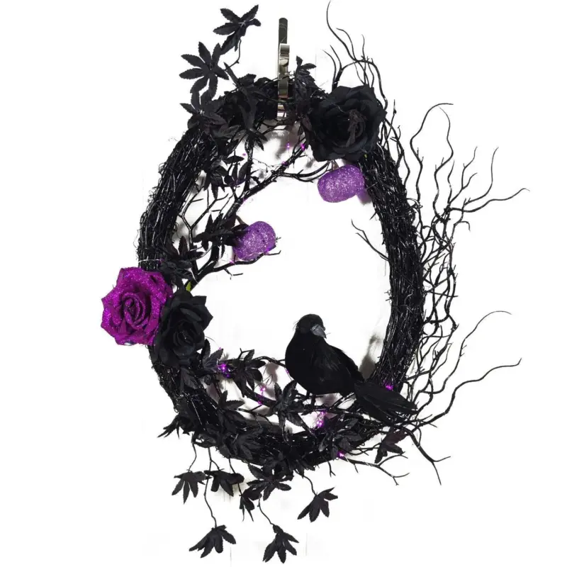 Halloween Black Crow Horror Garland Door Hanging Decorations tag1