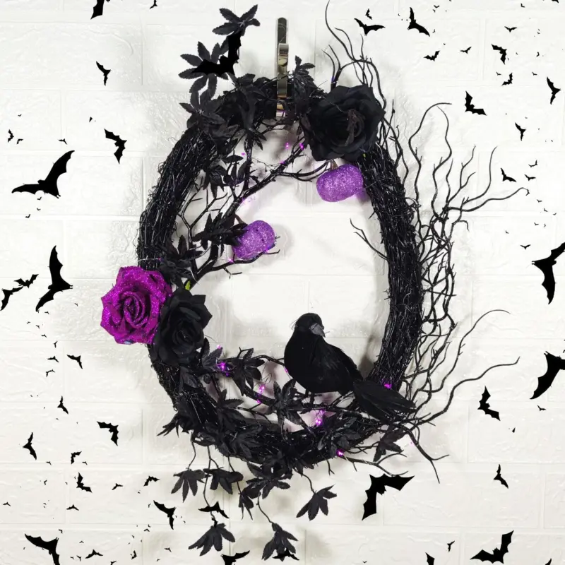 Halloween Black Crow Horror Garland Door Hanging Decorations tag1