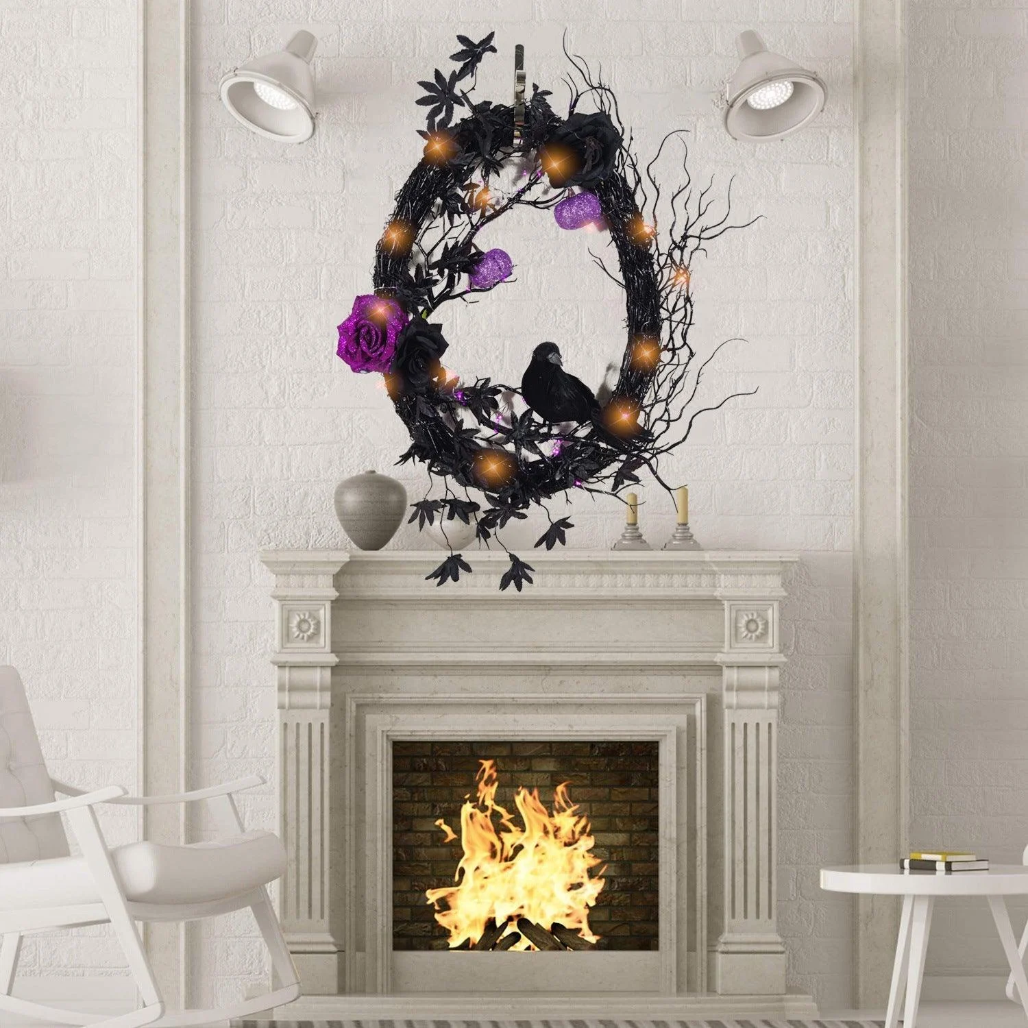 Halloween Black Crow Horror Garland Door Hanging Decorations -  - #tag1#