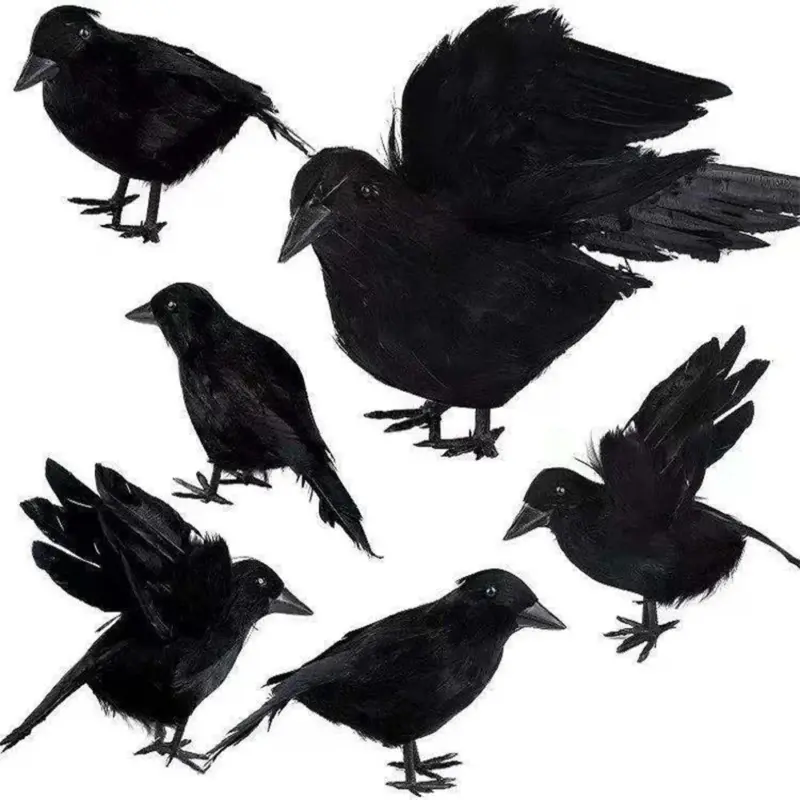 Halloween Black Crow Model Simulation Fake Bird Animal Scary Toys For Halloween Party Home Decoration Horror Props tag1