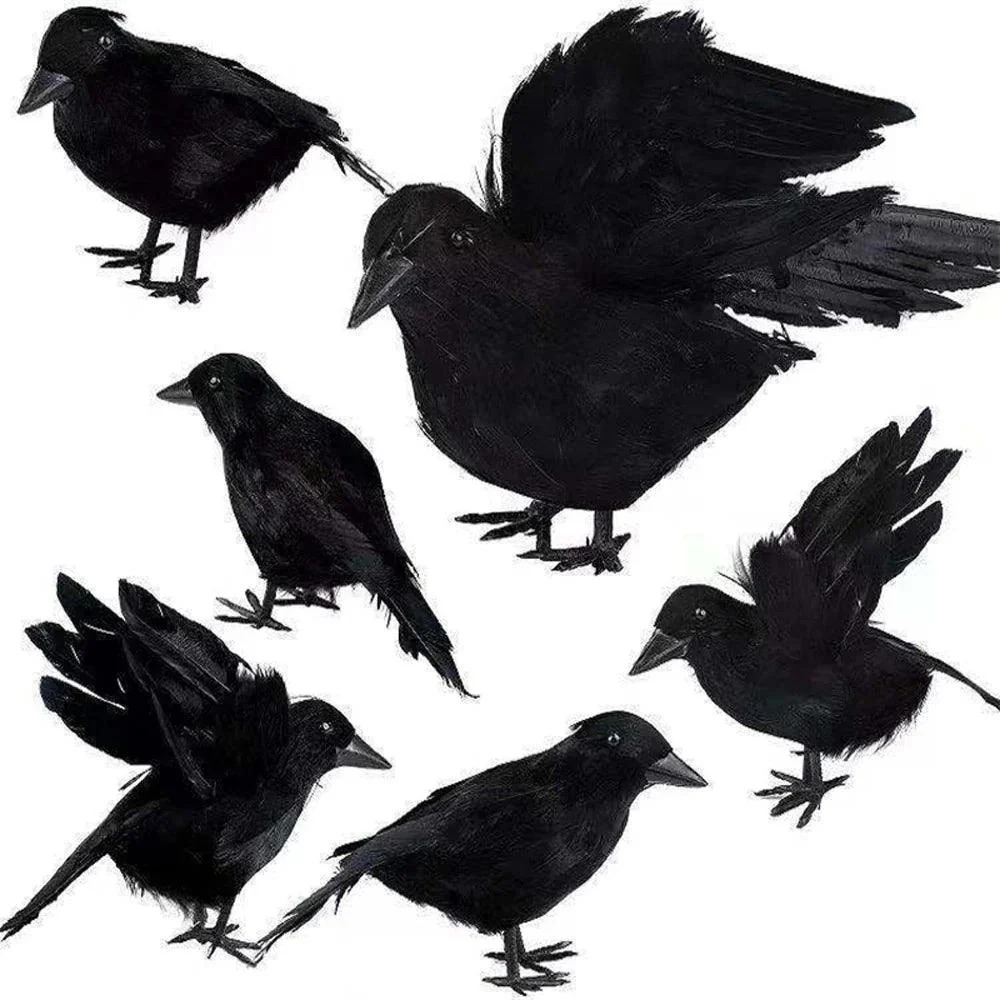 Halloween Black Crow Model Simulation Fake Bird Animal Scary Toys For Halloween Party Home Decoration Horror Props -  - #tag1#