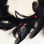 Halloween Black Feather Wreath with Lights tag1