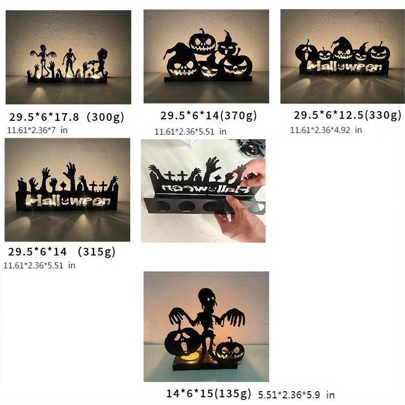 Halloween Candlestick Pumpkin Candle Holder Halloween Decorations Iron Hollowed-out Halloween Candlestick Pumpkin Candlestick Prop Site Layout Decorations -  - #tag1#