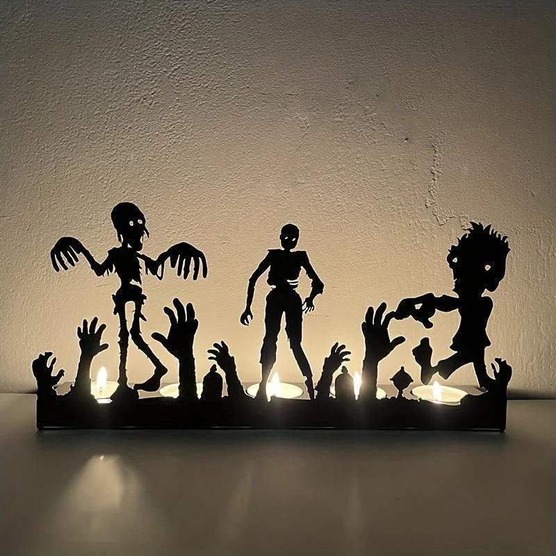 Halloween Candlestick Pumpkin Candle Holder Halloween Decorations Iron Hollowed-out Halloween Candlestick Pumpkin Candlestick Prop Site Layout Decorations -  - #tag1#