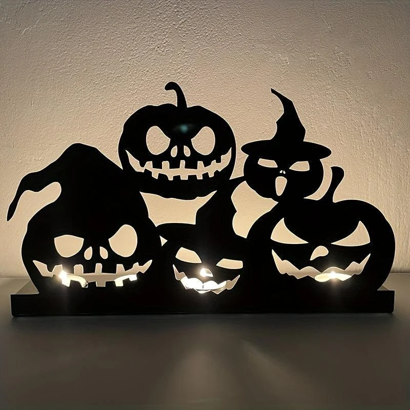 Halloween Candlestick Pumpkin Candle Holder Halloween Decorations Iron Hollowed-out Halloween Candlestick Pumpkin Candlestick Prop Site Layout Decorations -  - #tag1#