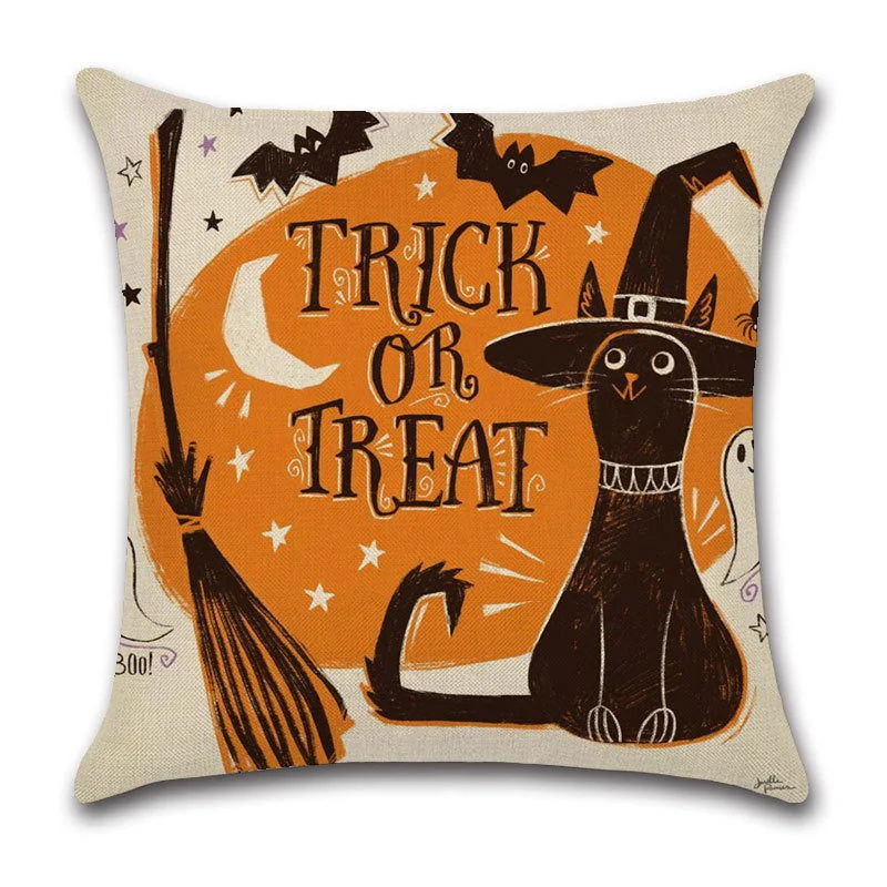 Halloween Cartoon Linen Throw Pillowcase -  - #tag1#