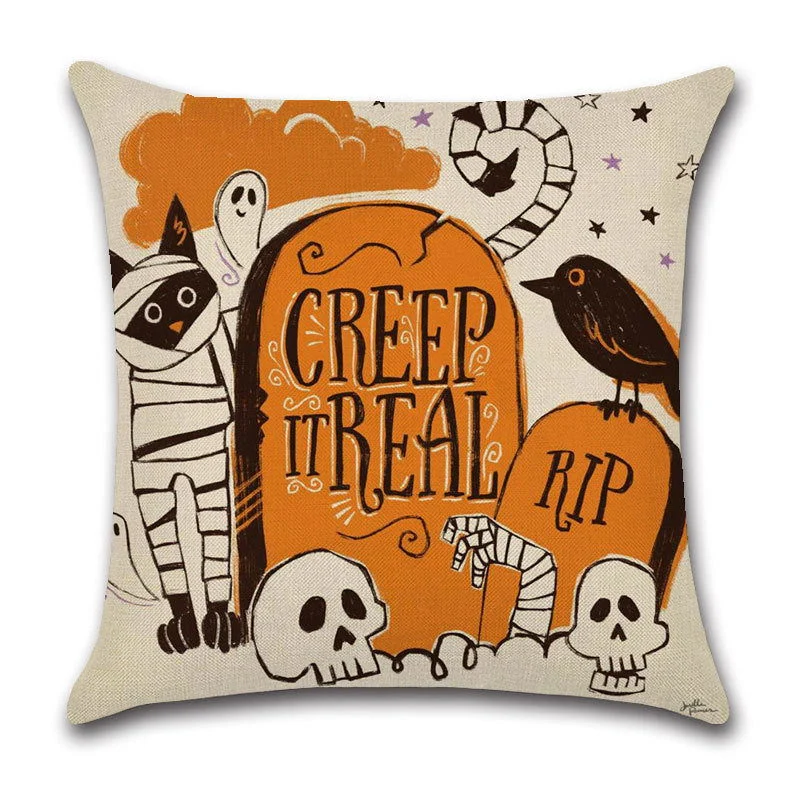 Halloween Cartoon Linen Throw Pillowcase -  - #tag1#
