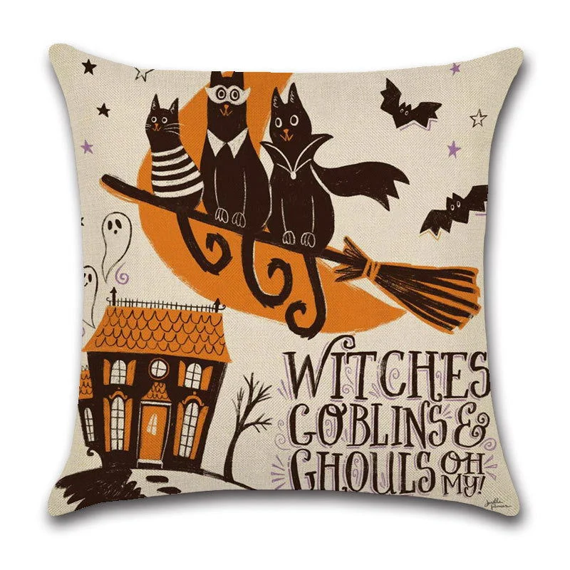 Halloween Cartoon Linen Throw Pillowcase -  - #tag1#