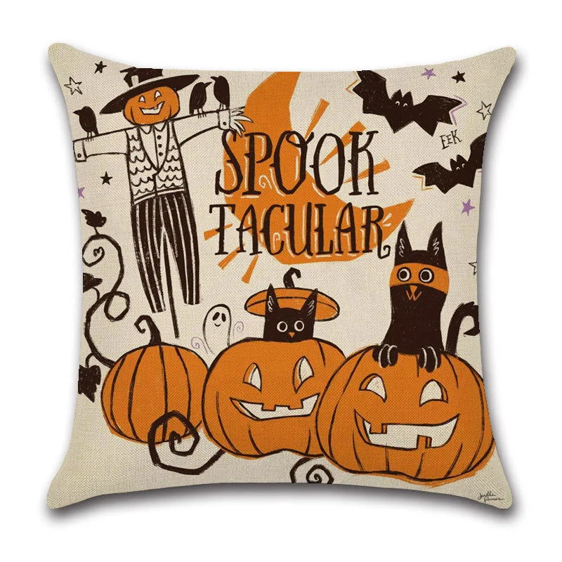 Halloween Cartoon Linen Throw Pillowcase -  - #tag1#