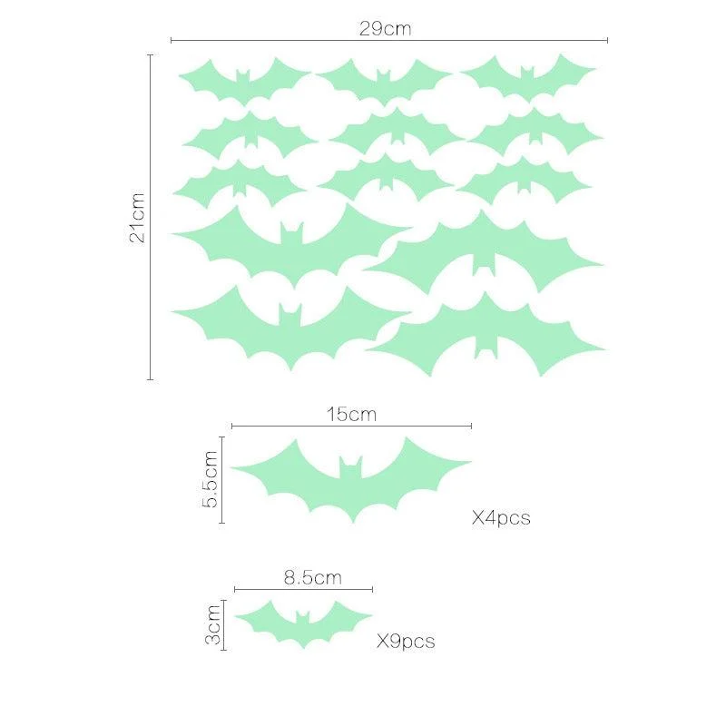 Halloween Carved Luminous Stickers Bloodsucking Bat Witch Pumpkin Festival Decoration Fluorescent Sticker -  - #tag1#