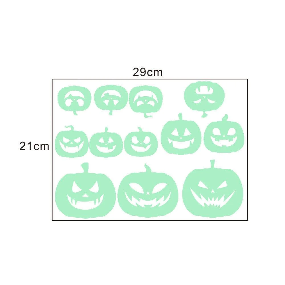 Halloween Carved Luminous Stickers Bloodsucking Bat Witch Pumpkin Festival Decoration Fluorescent Sticker -  - #tag1#