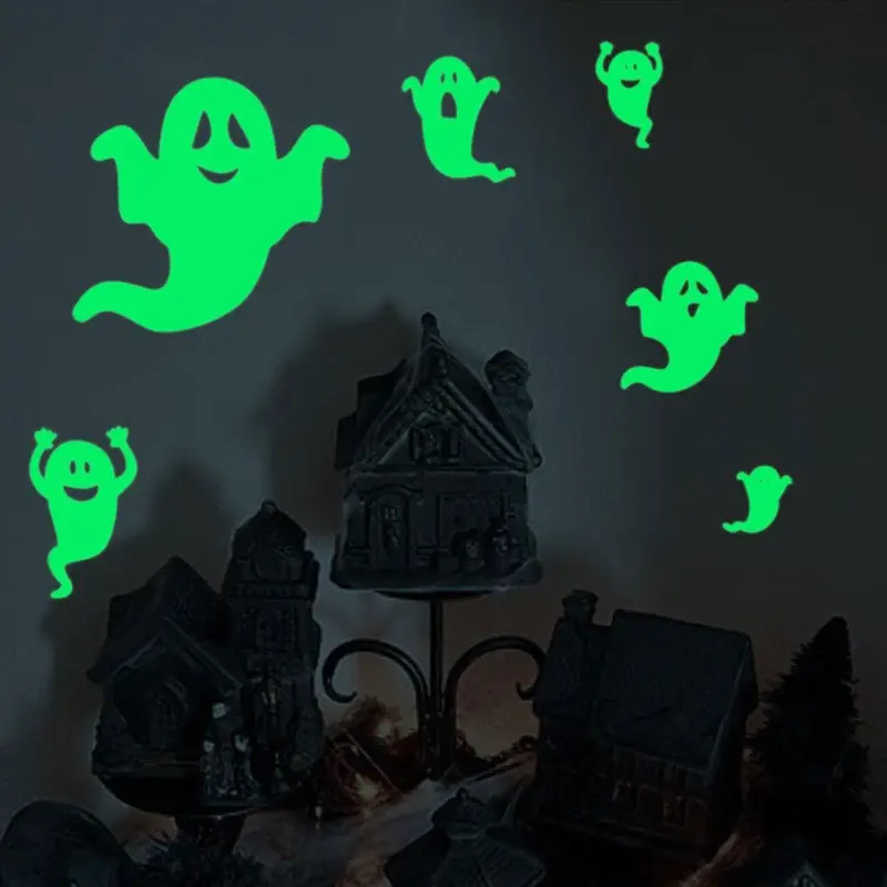 Halloween Carved Luminous Stickers Bloodsucking Bat Witch Pumpkin Festival Decoration Fluorescent Sticker tag1