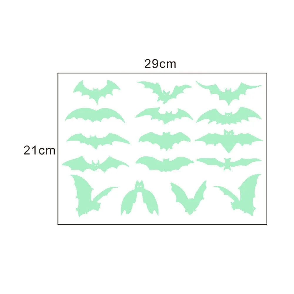 Halloween Carved Luminous Stickers Bloodsucking Bat Witch Pumpkin Festival Decoration Fluorescent Sticker -  - #tag1#