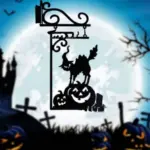 Halloween Courtyard Black Cat Witch Ghost Metal Decorations tag1