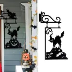 Halloween Courtyard Black Cat Witch Ghost Metal Decorations tag1
