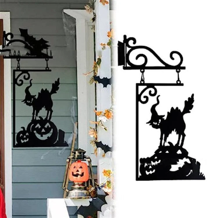Halloween Courtyard Black Cat Witch Ghost Metal Decorations -  - #tag1#