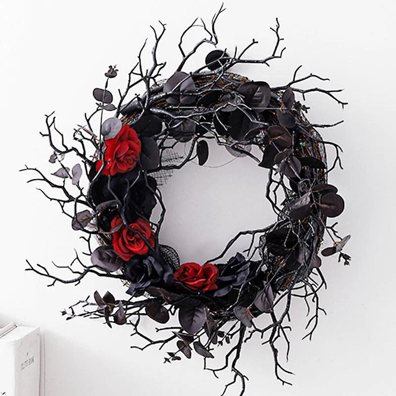 Halloween Dead Branch Wreath Simulation Flower Black -  - #tag1#